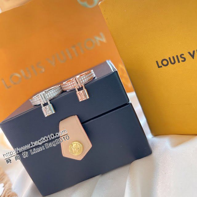 Louis Vuitton純銀飾品 路易威登鎖頭戒指 LV925銀滿鑽戒指  zglv1821